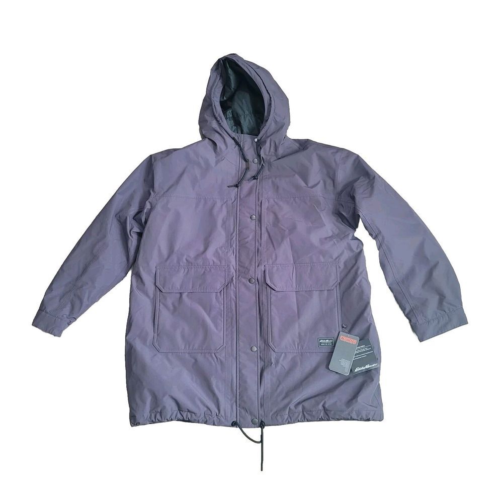 Eddie Bauer Parka Jacket Rainfoil Insulated Gray Men XL Hoodie Winter Coat Lined